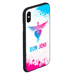 Чехол iPhone XS Max матовый Bon Jovi neon gradient style, цвет: 3D-черный — фото 2