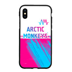 Чехол iPhone XS Max матовый Arctic Monkeys neon gradient style: символ сверху, цвет: 3D-черный