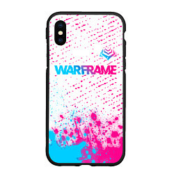 Чехол iPhone XS Max матовый Warframe neon gradient style: символ сверху, цвет: 3D-черный