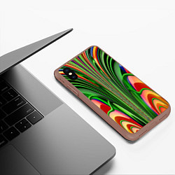 Чехол iPhone XS Max матовый Травянистый дизайн с оранжевым, цвет: 3D-коричневый — фото 2