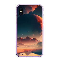 Чехол iPhone XS Max матовый Планета в далеком космосе, цвет: 3D-сиреневый