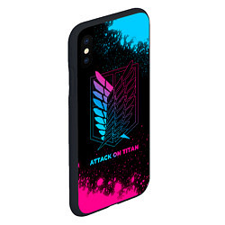 Чехол iPhone XS Max матовый Attack on Titan - neon gradient, цвет: 3D-черный — фото 2
