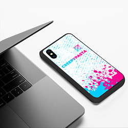 Чехол iPhone XS Max матовый CreepyPasta neon gradient style: символ сверху, цвет: 3D-черный — фото 2