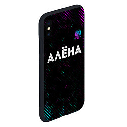 Чехол iPhone XS Max матовый Алёна и неоновый герб России: символ сверху, цвет: 3D-черный — фото 2