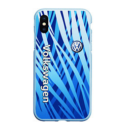 Чехол iPhone XS Max матовый Volkswagen - синий камуфляж, цвет: 3D-голубой