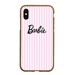 Чехол iPhone XS Max матовый Barbie - классическая розово-белая полоска