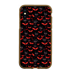 Чехол iPhone XS Max матовый Летучие мыши на Хеллоуин, цвет: 3D-коричневый
