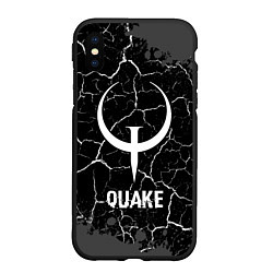 Чехол iPhone XS Max матовый Quake glitch на темном фоне, цвет: 3D-черный