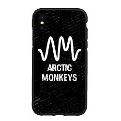 Чехол iPhone XS Max матовый Arctic Monkeys glitch на темном фоне, цвет: 3D-черный