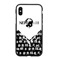 Чехол iPhone XS Max матовый Евангелион логотип Nerv anime, цвет: 3D-черный