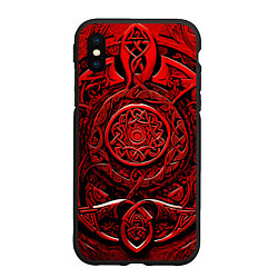 Чехол iPhone XS Max матовый Скандинавский орнамент викингов, цвет: 3D-черный