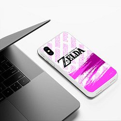 Чехол iPhone XS Max матовый Zelda pro gaming: символ сверху, цвет: 3D-белый — фото 2