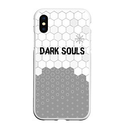 Чехол iPhone XS Max матовый Dark Souls glitch на светлом фоне: символ сверху, цвет: 3D-белый