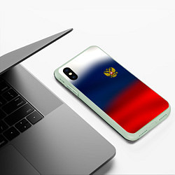 Чехол iPhone XS Max матовый Символика России герб, цвет: 3D-салатовый — фото 2