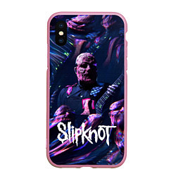 Чехол iPhone XS Max матовый Slipknot: guitar, цвет: 3D-розовый