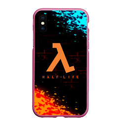 Чехол iPhone XS Max матовый Gordon freeman x Portal 2, цвет: 3D-малиновый