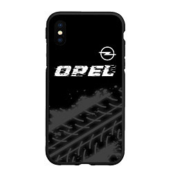 Чехол iPhone XS Max матовый Opel speed на темном фоне со следами шин: символ с, цвет: 3D-черный