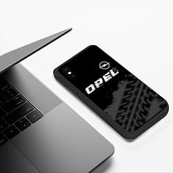 Чехол iPhone XS Max матовый Opel speed на темном фоне со следами шин: символ с, цвет: 3D-черный — фото 2