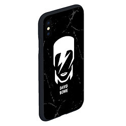 Чехол iPhone XS Max матовый David Bowie glitch на темном фоне, цвет: 3D-черный — фото 2