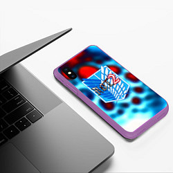 Чехол iPhone XS Max матовый Attack on Titan неоновый, цвет: 3D-фиолетовый — фото 2