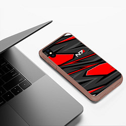 Чехол iPhone XS Max матовый Mass Effect - черно-белый, цвет: 3D-коричневый — фото 2