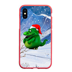 Чехол iPhone XS Max матовый Толстый дракон на снежном фоне