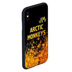 Чехол iPhone XS Max матовый Arctic Monkeys - gold gradient: символ сверху, цвет: 3D-черный — фото 2