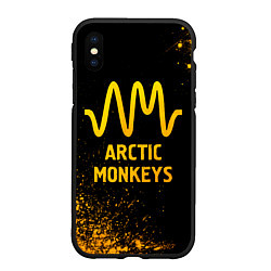 Чехол iPhone XS Max матовый Arctic Monkeys - gold gradient, цвет: 3D-черный