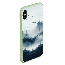 Чехол iPhone XS Max матовый Утренние горы, цвет: 3D-салатовый — фото 2
