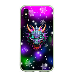 Чехол iPhone XS Max матовый Неновый дракон