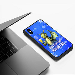 Чехол iPhone XS Max матовый Пора отмечать Новый год - Дракон, цвет: 3D-черный — фото 2