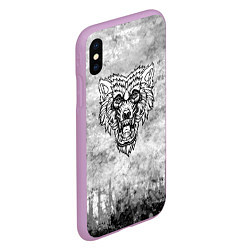 Чехол iPhone XS Max матовый Texture - Злой волк, цвет: 3D-сиреневый — фото 2