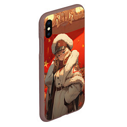 Чехол iPhone XS Max матовый Девочка и СССР, цвет: 3D-коричневый — фото 2
