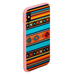 Чехол iPhone XS Max матовый Этнический принт в горизонтальную полоску, цвет: 3D-баблгам — фото 2