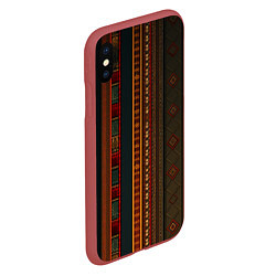 Чехол iPhone XS Max матовый Этнический узор в вертикальную полоску, цвет: 3D-красный — фото 2