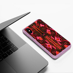 Чехол iPhone XS Max матовый Киберпанк неоновая броня красная, цвет: 3D-сиреневый — фото 2