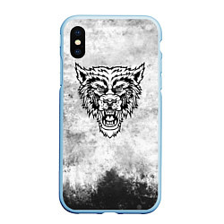 Чехол iPhone XS Max матовый Texture - разозленный волк