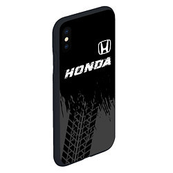Чехол iPhone XS Max матовый Honda speed на темном фоне со следами шин посереди, цвет: 3D-черный — фото 2