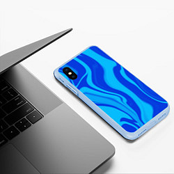 Чехол iPhone XS Max матовый Абстракция разлитые краски сине-голубой, цвет: 3D-голубой — фото 2