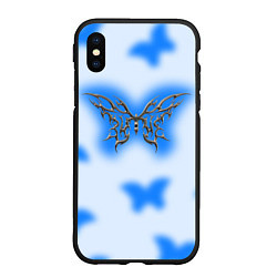 Чехол iPhone XS Max матовый Y2K blue butterfly