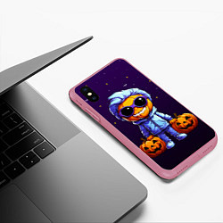 Чехол iPhone XS Max матовый Happy pumpkin, цвет: 3D-малиновый — фото 2