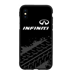 Чехол iPhone XS Max матовый Infiniti speed на темном фоне со следами шин посер, цвет: 3D-черный