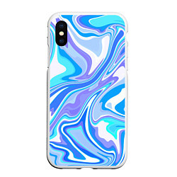 Чехол iPhone XS Max матовый Абстракция сине-голубая пластика, цвет: 3D-белый