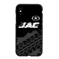 Чехол iPhone XS Max матовый JAC speed на темном фоне со следами шин посередине, цвет: 3D-черный