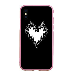 Чехол iPhone XS Max матовый Burning heart, цвет: 3D-розовый