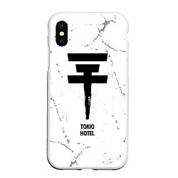 Чехол iPhone XS Max матовый Tokio Hotel glitch на светлом фоне, цвет: 3D-белый