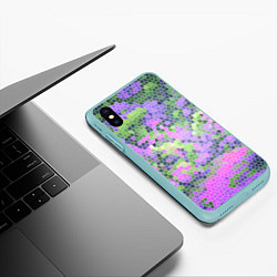Чехол iPhone XS Max матовый Разноцветный витраж, цвет: 3D-мятный — фото 2