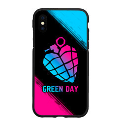 Чехол iPhone XS Max матовый Green Day - neon gradient, цвет: 3D-черный