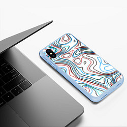 Чехол iPhone XS Max матовый Линии карандашом абстракция бело-голубой, цвет: 3D-голубой — фото 2