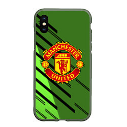Чехол iPhone XS Max матовый ФК Манчестер Юнайтед спорт, цвет: 3D-темно-зеленый